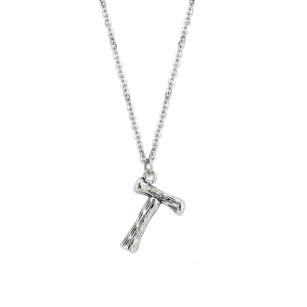 TK3853T High Polished Stainless Steel Chain Initial Pendant - Letter T-0