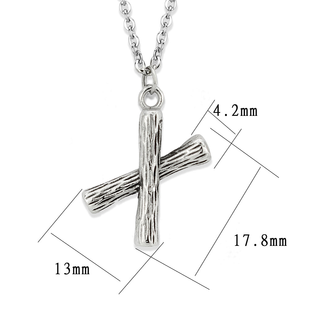TK3853X High Polished Stainless Steel Chain Initial Pendant - Letter X-2