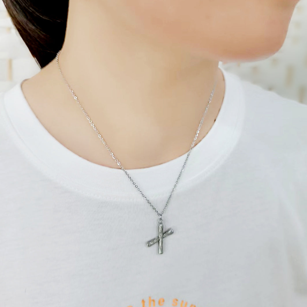 TK3853X High Polished Stainless Steel Chain Initial Pendant - Letter X-1