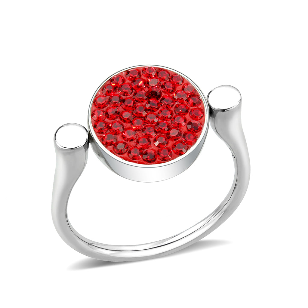 TK385401 - High polished (no plating) Stainless Steel Ring with Top Grade Crystal in Red Series-0