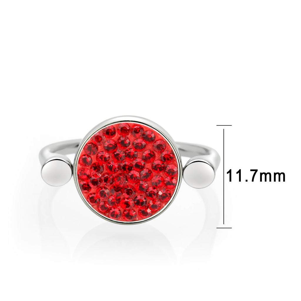TK385401 - High polished (no plating) Stainless Steel Ring with Top Grade Crystal in Red Series-1