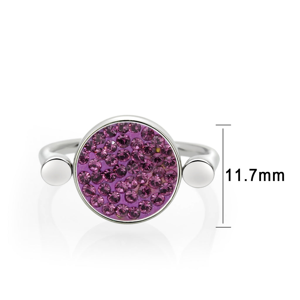 TK385402 - High polished (no plating) Stainless Steel Ring with Top Grade Crystal in Amethyst-1