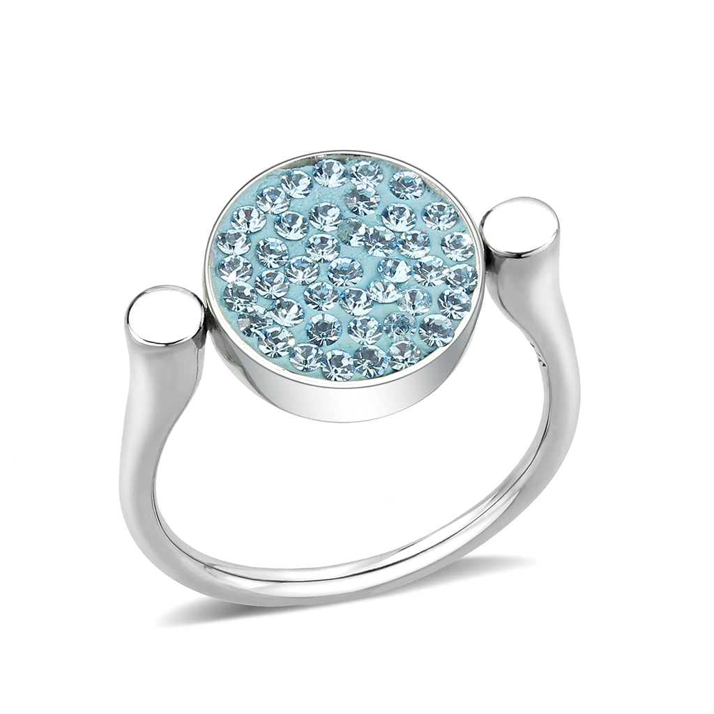TK385403 - High polished (no plating) Stainless Steel Ring with Top Grade Crystal in SeaBlue-0