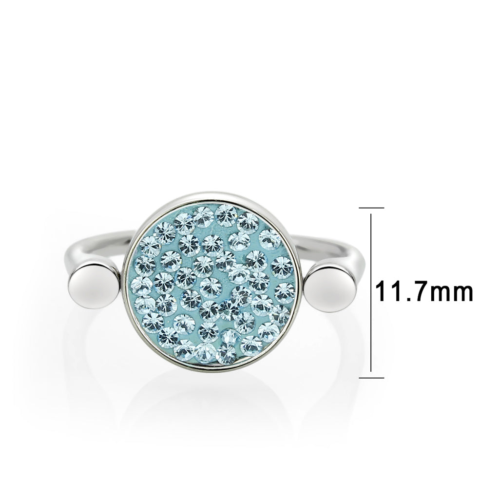 TK385403 - High polished (no plating) Stainless Steel Ring with Top Grade Crystal in SeaBlue-1