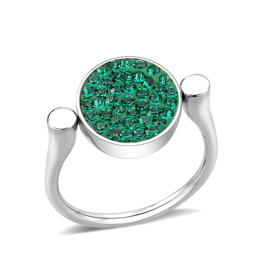 TK385405 - High polished (no plating) Stainless Steel Ring with Top Grade Crystal in Emerald-0