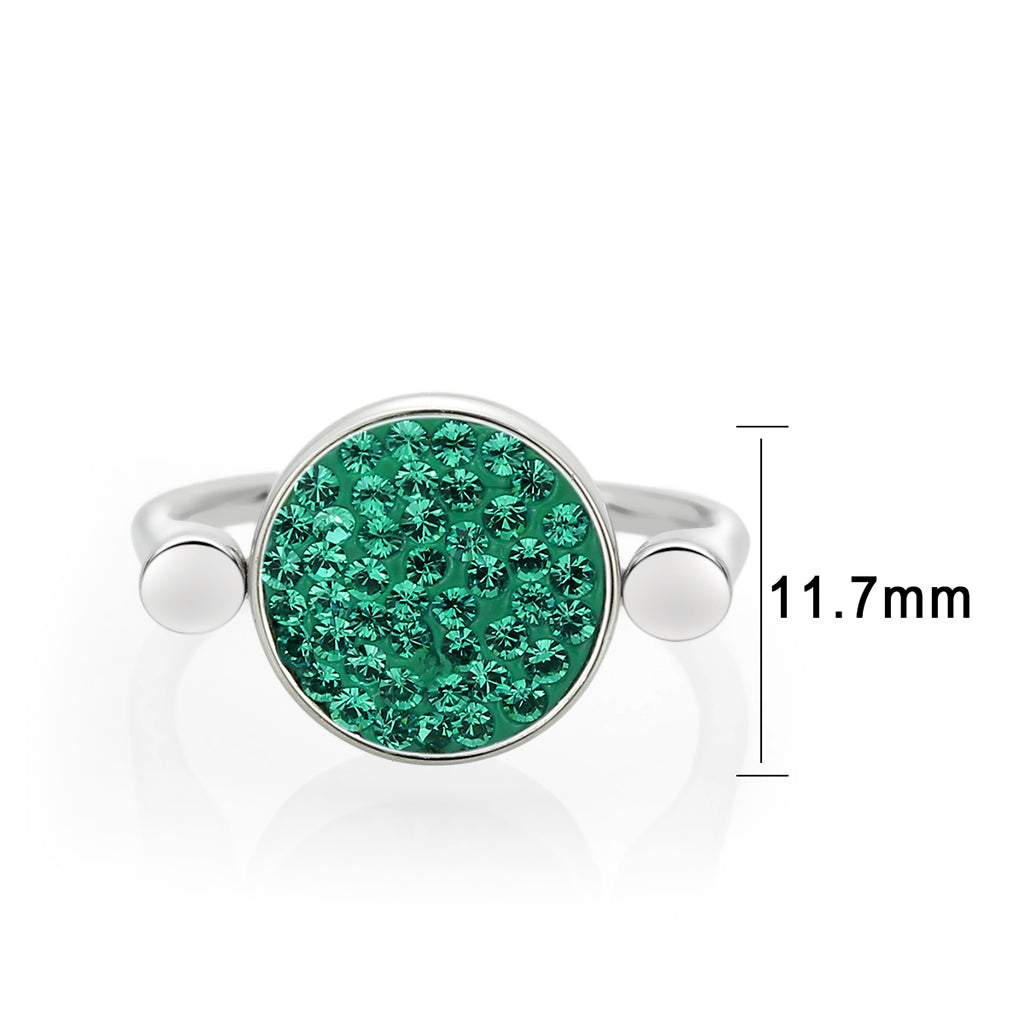 TK385405 - High polished (no plating) Stainless Steel Ring with Top Grade Crystal in Emerald-1
