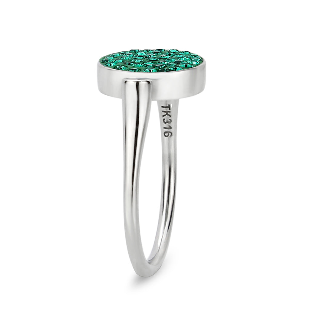 TK385405 - High polished (no plating) Stainless Steel Ring with Top Grade Crystal in Emerald-4