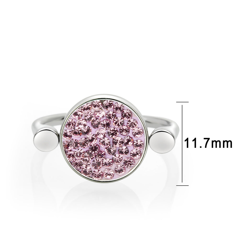 TK385406 - High polished (no plating) Stainless Steel Ring with Top Grade Crystal in LightAmethyst-1