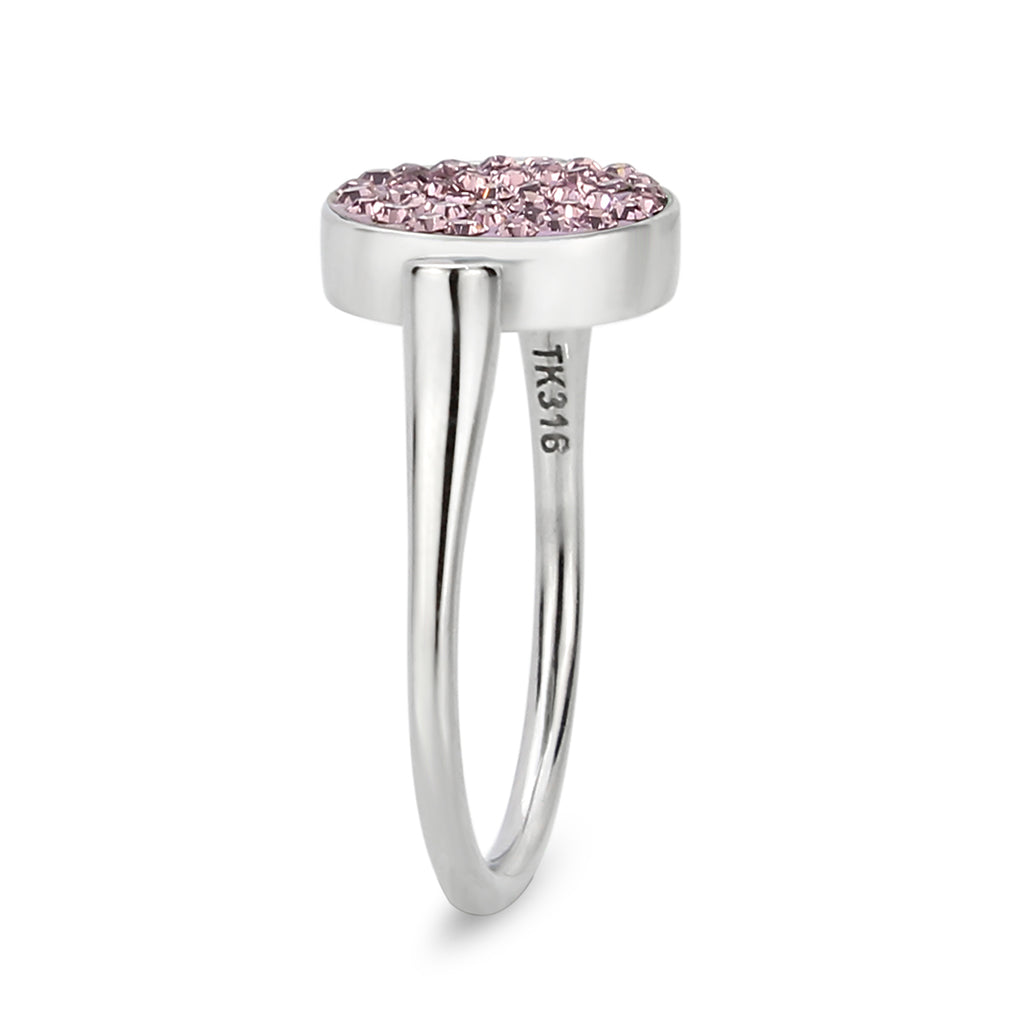 TK385406 - High polished (no plating) Stainless Steel Ring with Top Grade Crystal in LightAmethyst-4