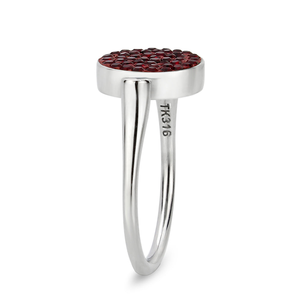TK385407 - High polished (no plating) Stainless Steel Ring with Top Grade Crystal in Light Siam-4