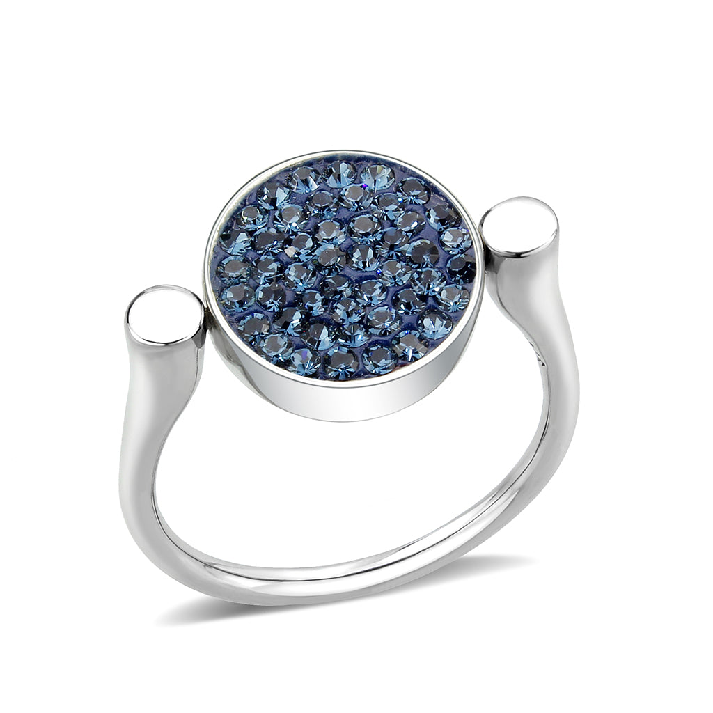 TK385409 - High polished (no plating) Stainless Steel Ring with Top Grade Crystal in Montana-0