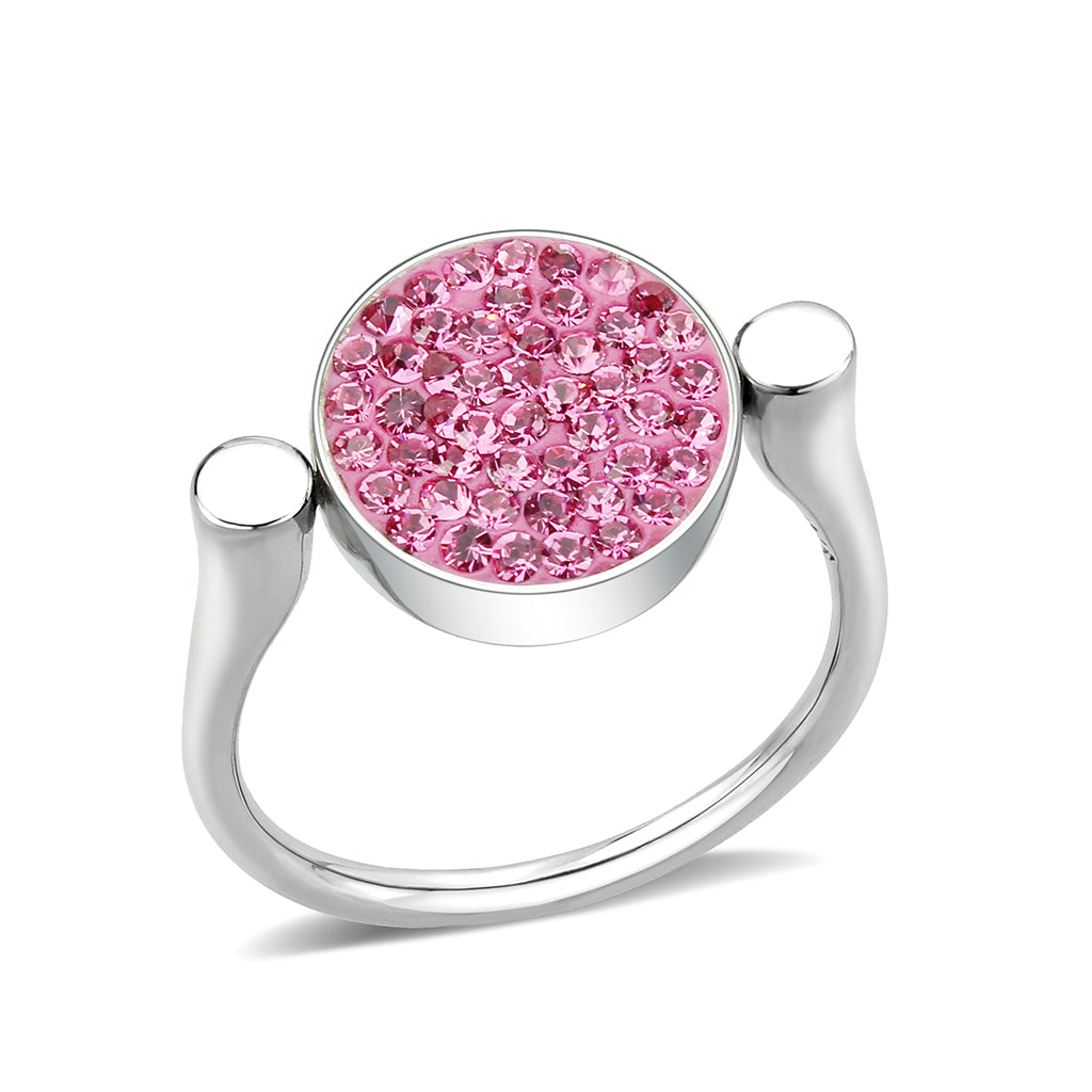 TK385410 - High polished (no plating) Stainless Steel Ring with Top Grade Crystal in Rose-0