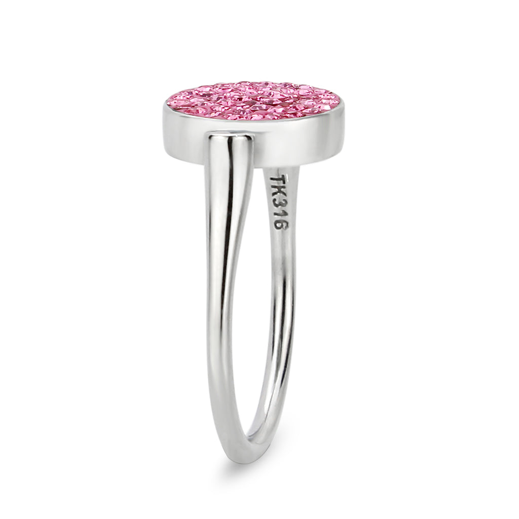 TK385410 - High polished (no plating) Stainless Steel Ring with Top Grade Crystal in Rose-4
