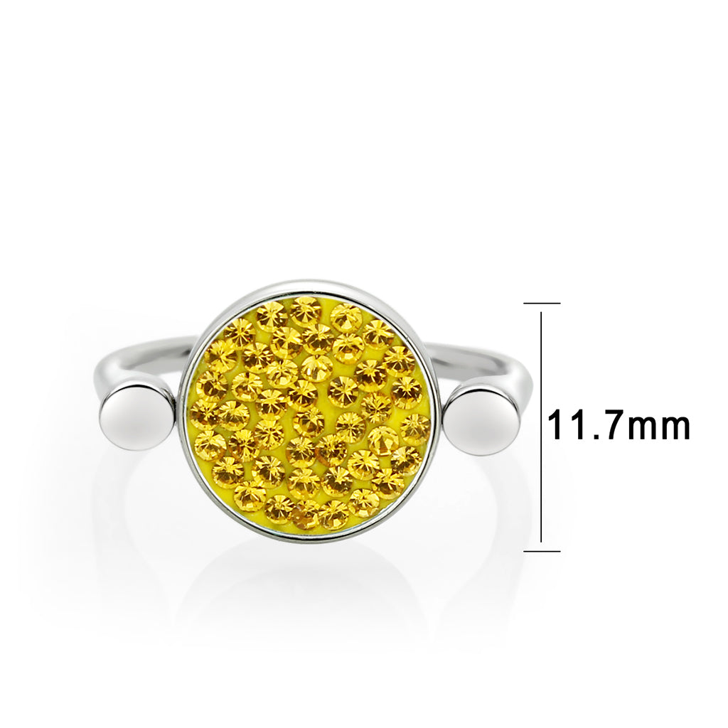 TK385411 - High polished (no plating) Stainless Steel Ring with Top Grade Crystal in Topaz-1
