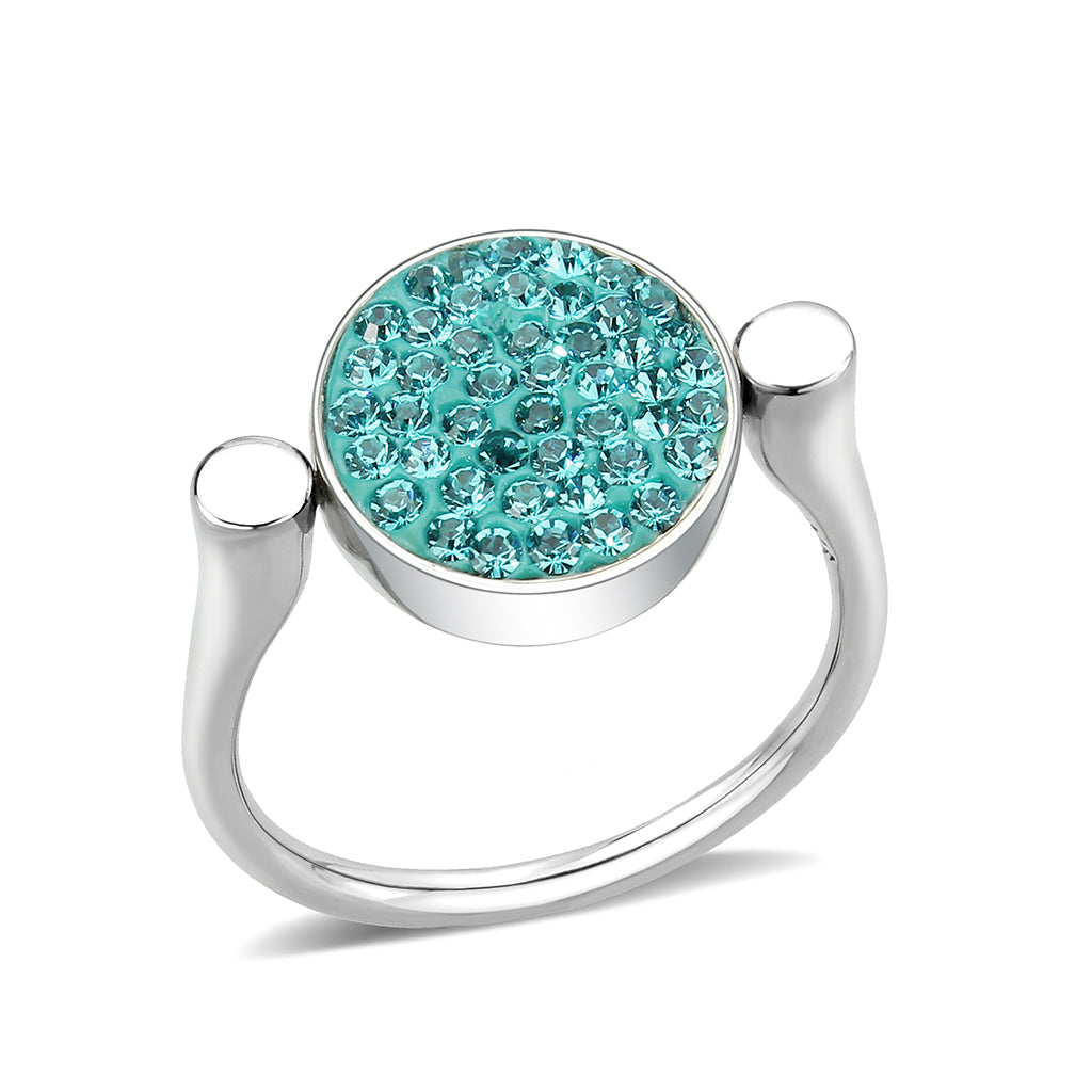 TK385412 - High polished (no plating) Stainless Steel Ring with Top Grade Crystal in Emerald-0