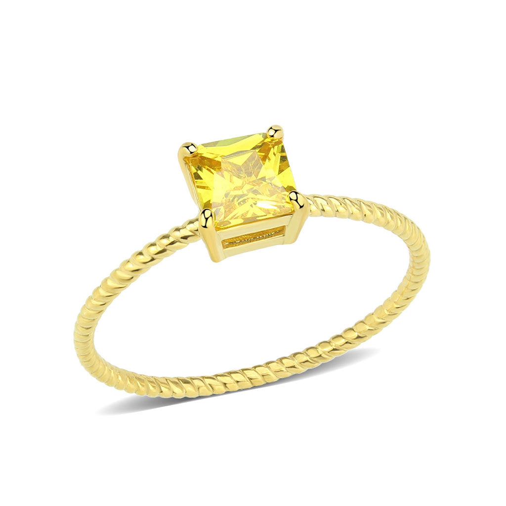 TK3857 - High polished (no plating) Stainless Steel Ring with AAA Grade CZ in Topaz-0