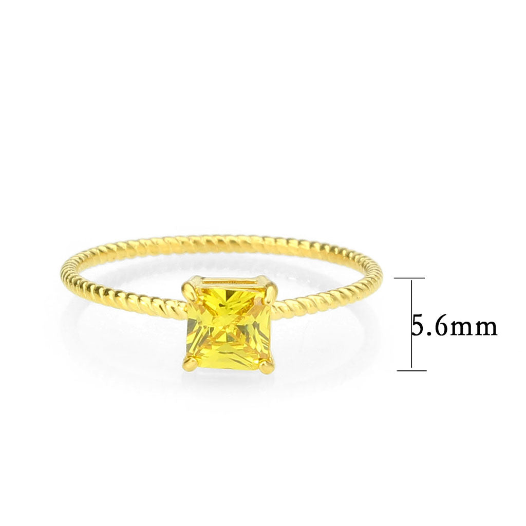 TK3857 - High polished (no plating) Stainless Steel Ring with AAA Grade CZ in Topaz-1