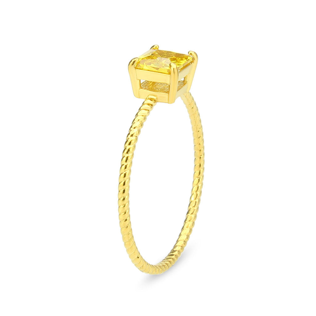 TK3857 - High polished (no plating) Stainless Steel Ring with AAA Grade CZ in Topaz-3