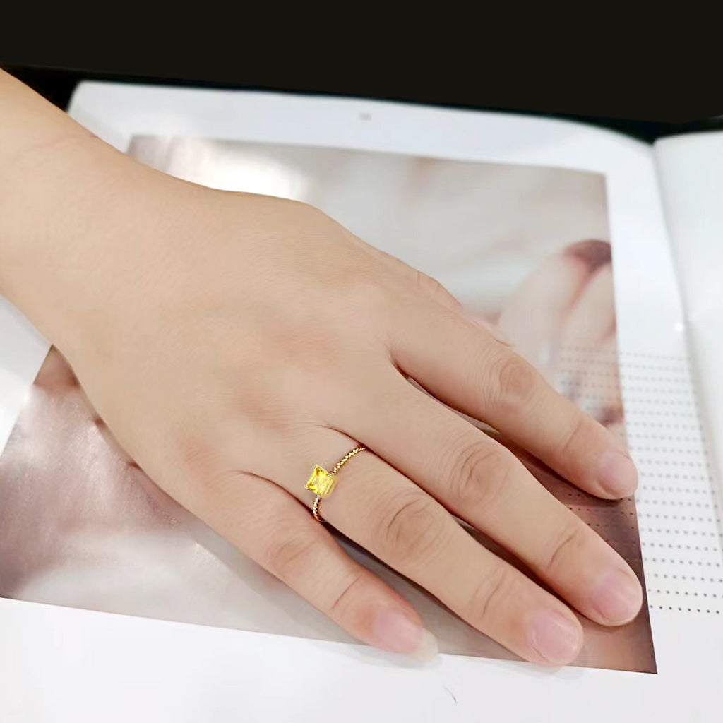 TK3857 - High polished (no plating) Stainless Steel Ring with AAA Grade CZ in Topaz-4