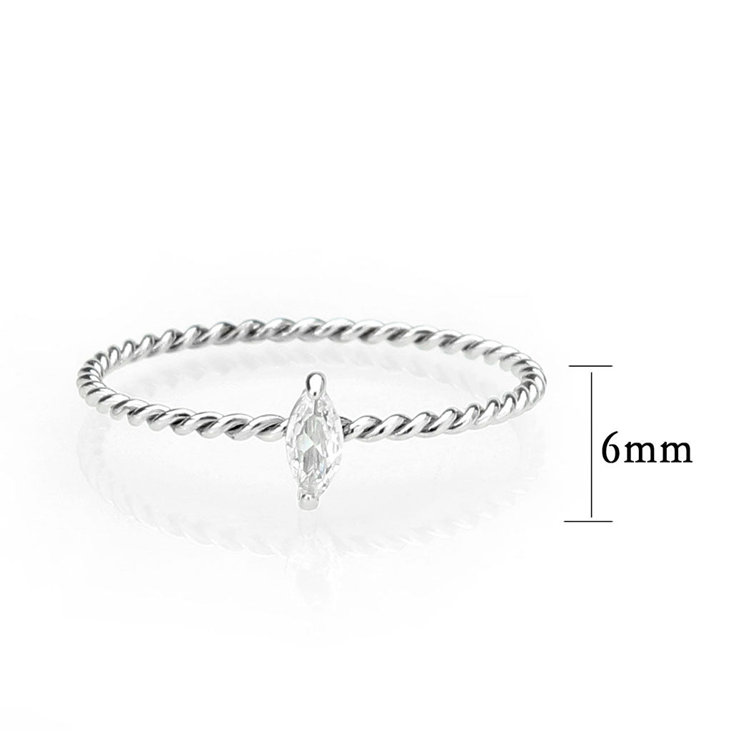 TK3860 - High polished (no plating) Stainless Steel Ring with AAA Grade CZ in Clear-1