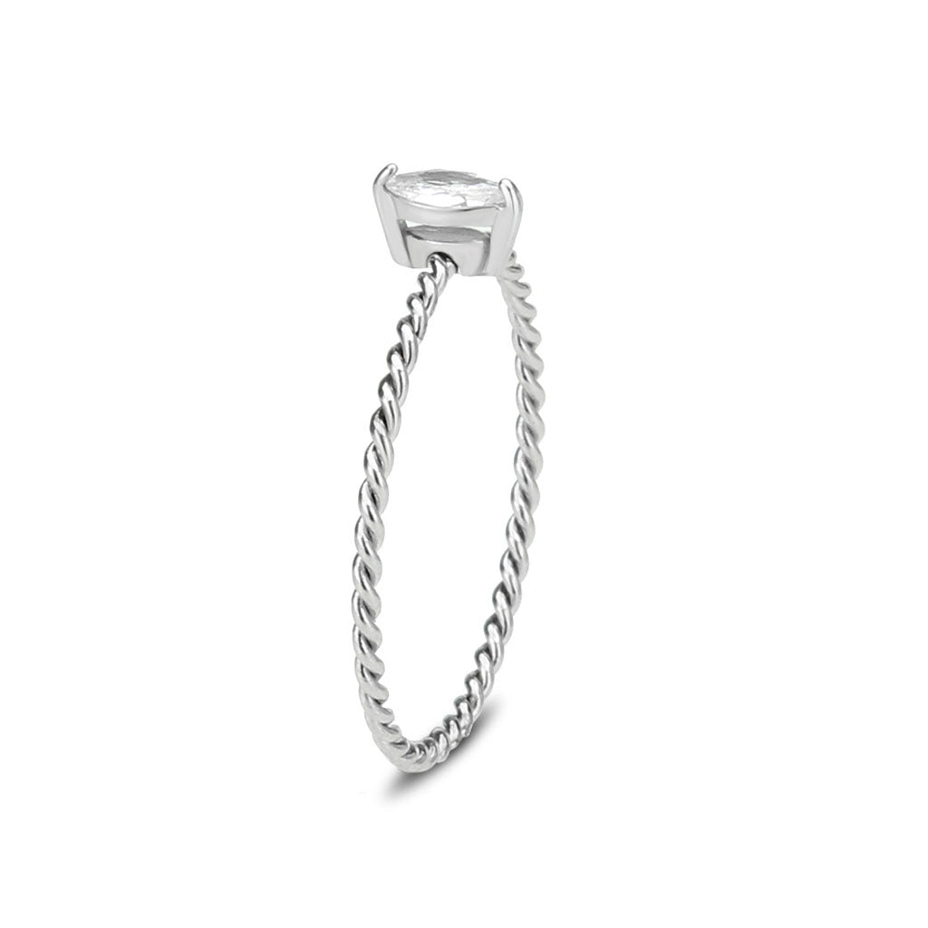 TK3860 - High polished (no plating) Stainless Steel Ring with AAA Grade CZ in Clear-3
