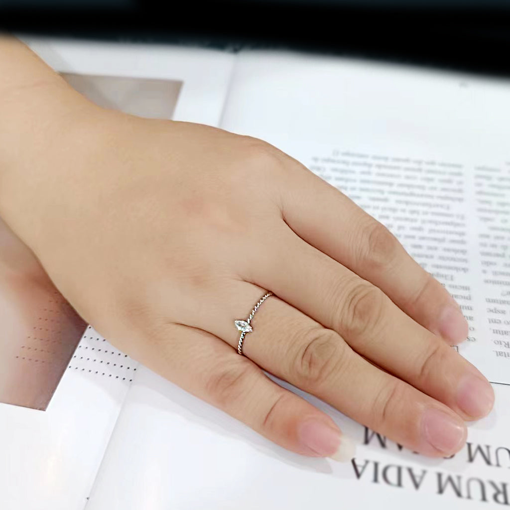 TK3860 - High polished (no plating) Stainless Steel Ring with AAA Grade CZ in Clear-4