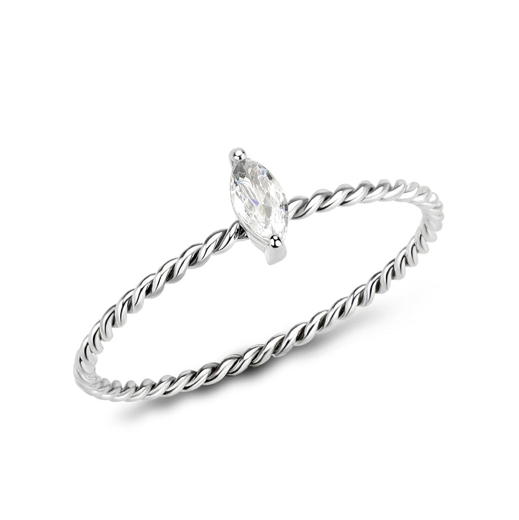 TK3860 - High polished (no plating) Stainless Steel Ring with AAA Grade CZ in Clear-0