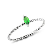TK3861 - High polished (no plating) Stainless Steel Ring with Synthetic in Emerald-0