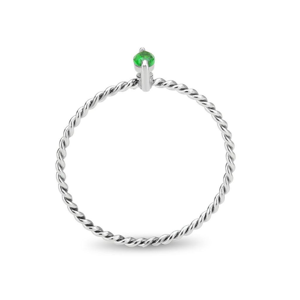 TK3861 - High polished (no plating) Stainless Steel Ring with Synthetic in Emerald-2