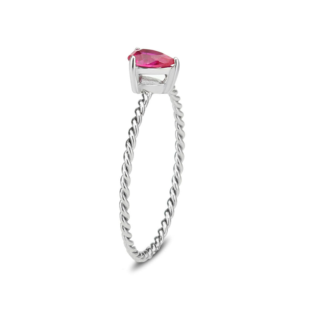 TK3863 - High polished (no plating) Stainless Steel Ring with AAA Grade CZ in Ruby-3