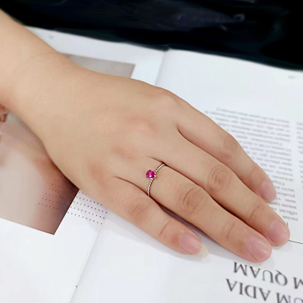 TK3863 - High polished (no plating) Stainless Steel Ring with AAA Grade CZ in Ruby-4