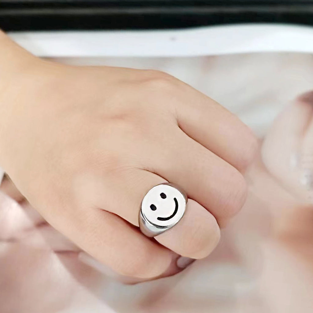 TK3869 - High polished (no plating) Stainless Steel Ring with Epoxy in No Stone-4