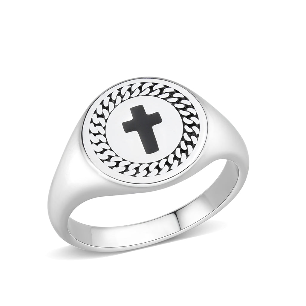 TK3874 - High polished (no plating) Stainless Steel Ring with Epoxy in No Stone-0