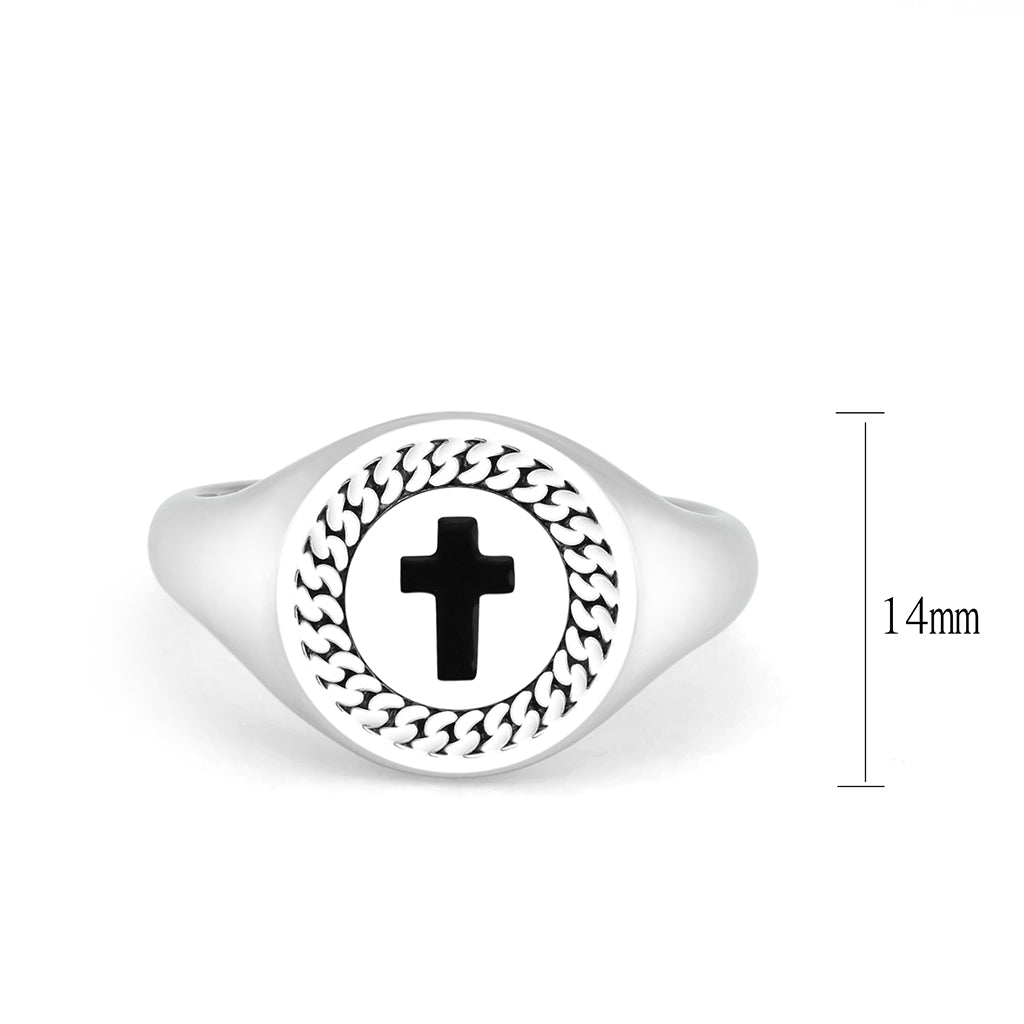 TK3874 - High polished (no plating) Stainless Steel Ring with Epoxy in No Stone-1
