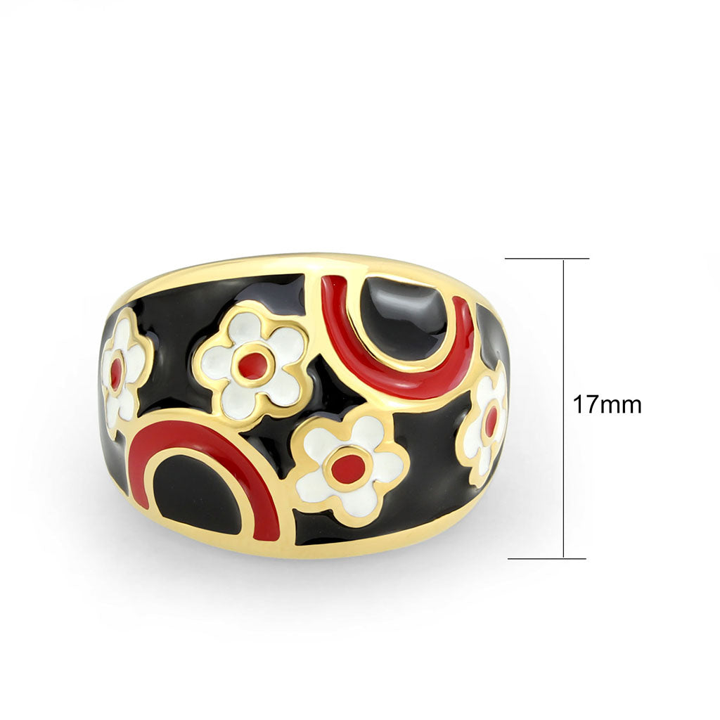 TK3880 - IP Gold(Ion Plating) Stainless Steel Ring with Epoxy in MultiColor-1
