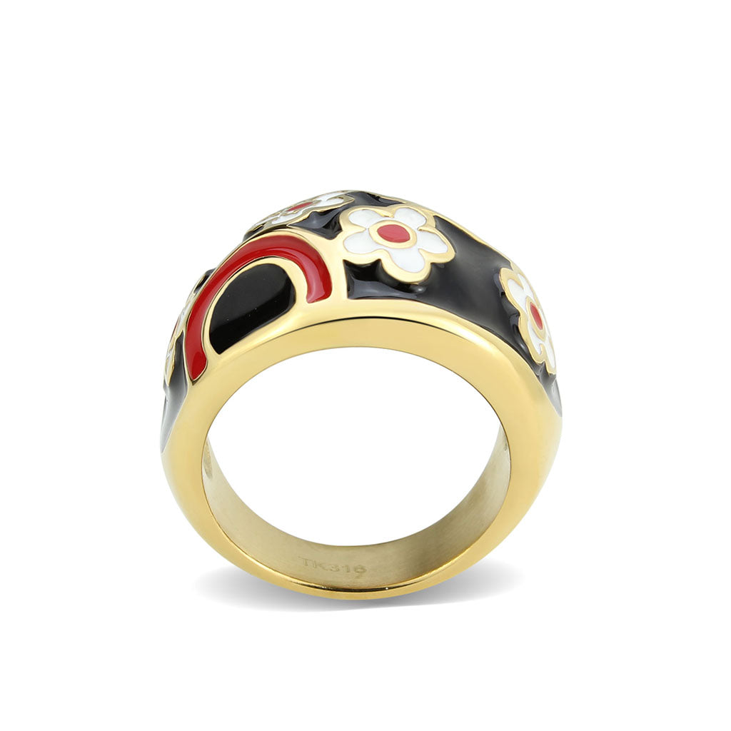 TK3880 - IP Gold(Ion Plating) Stainless Steel Ring with Epoxy in MultiColor-2
