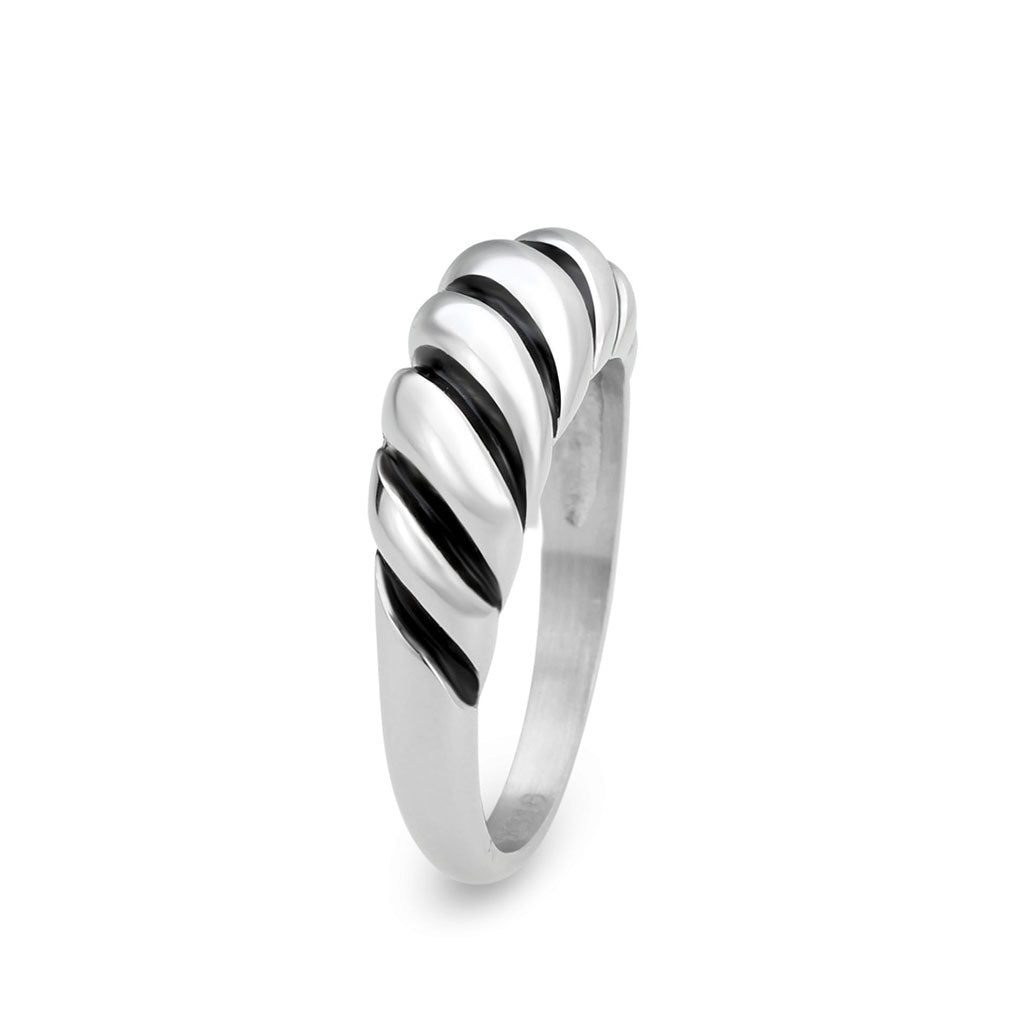 TK3881 - High polished (no plating) Stainless Steel Ring with Epoxy in Jet-3