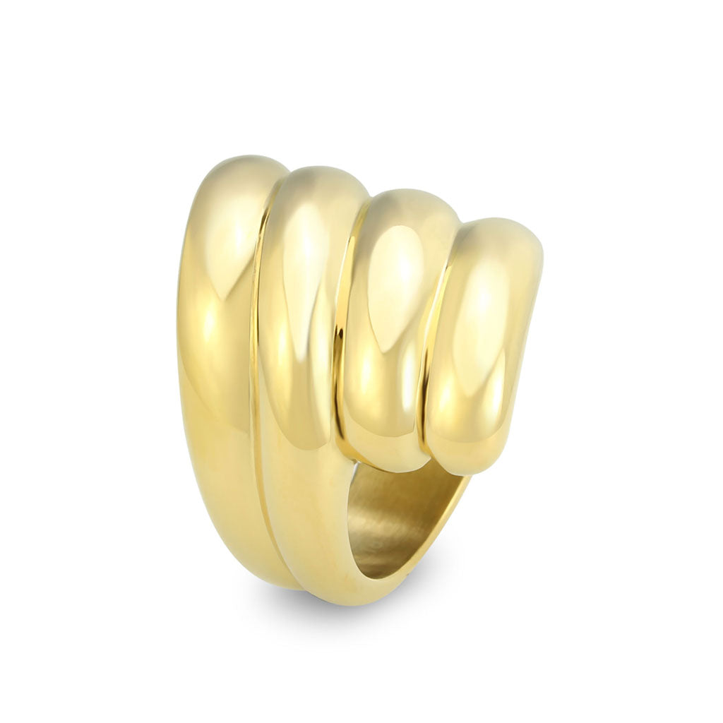 TK3886 - IP Gold(Ion Plating) Stainless Steel Ring with NoStone in No Stone-3
