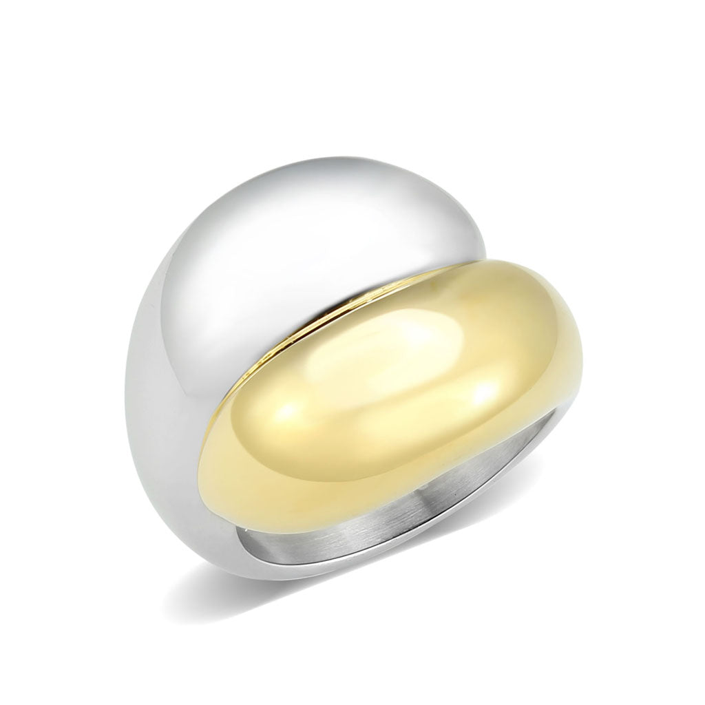 TK3887 - Two Tone IP Gold (Ion Plating) Stainless Steel Ring with NoStone in No Stone-0