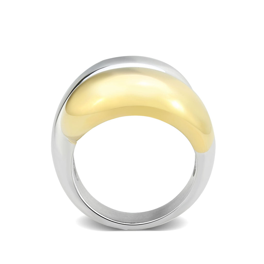 TK3887 - Two Tone IP Gold (Ion Plating) Stainless Steel Ring with NoStone in No Stone-2