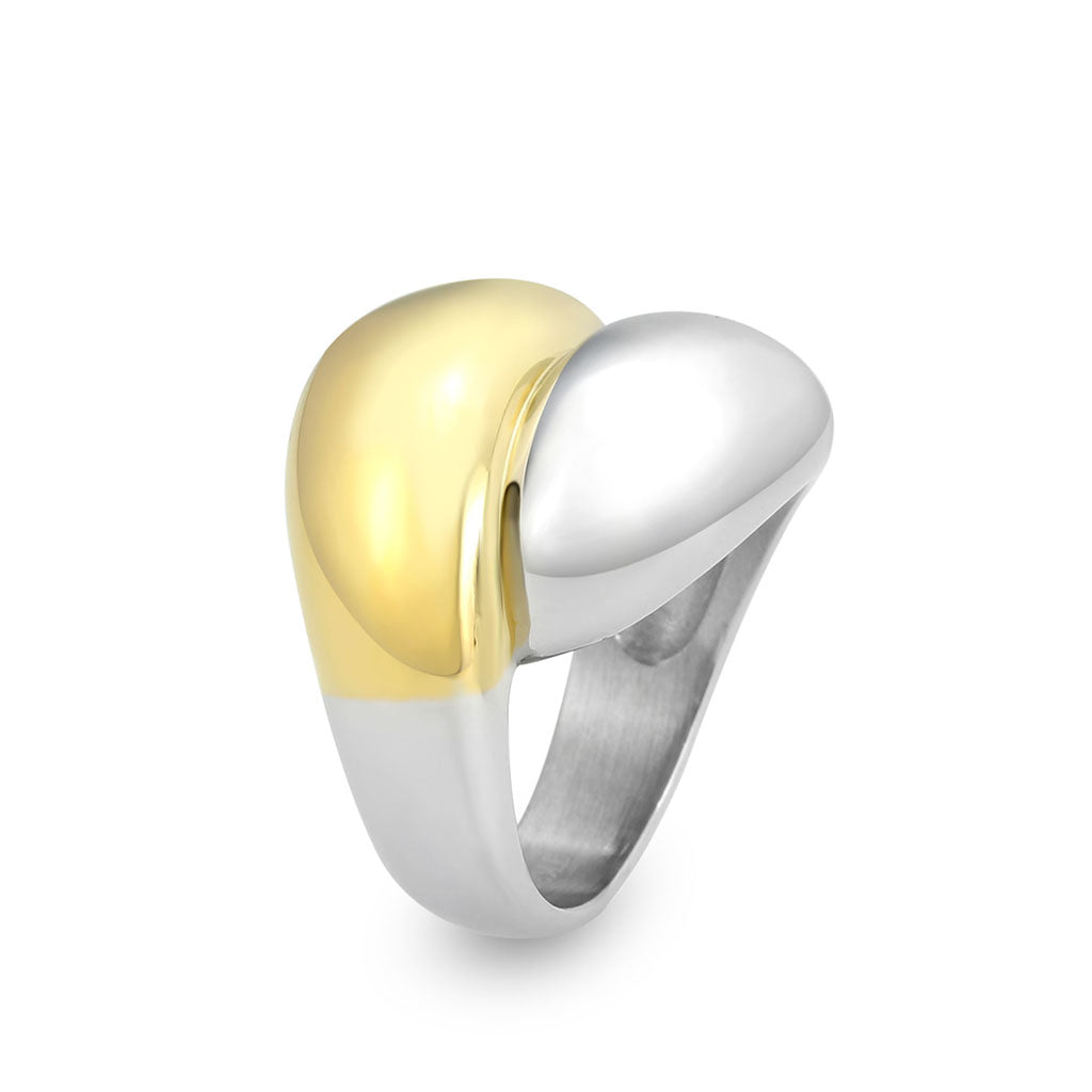 TK3887 - Two Tone IP Gold (Ion Plating) Stainless Steel Ring with NoStone in No Stone-3