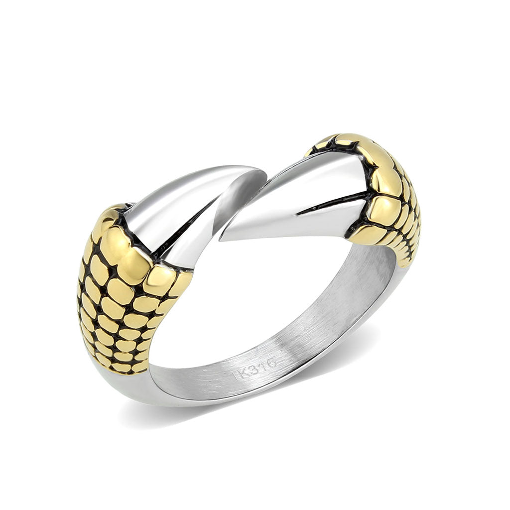 TK3888 - Two Tone IP Gold (Ion Plating) Stainless Steel Ring with Epoxy in Jet-0