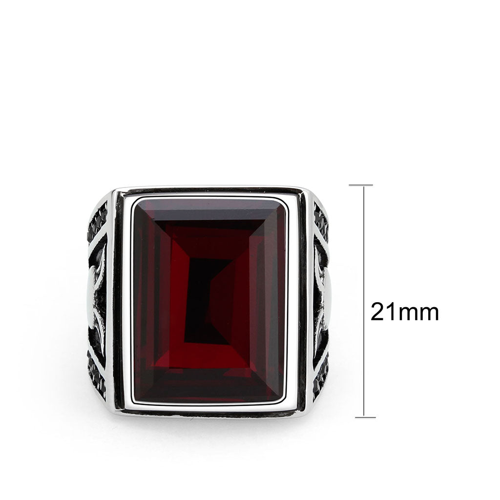 TK3897 - High polished (no plating) Stainless Steel Ring with AAA Grade CZ in Siam-1