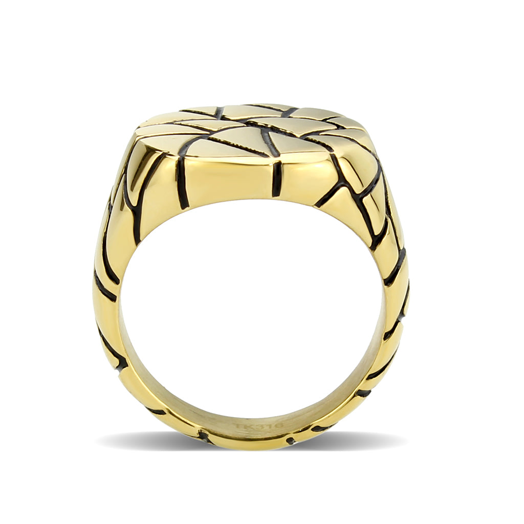 TK3903 - IP Gold(Ion Plating) Stainless Steel Ring with Epoxy in Jet-2
