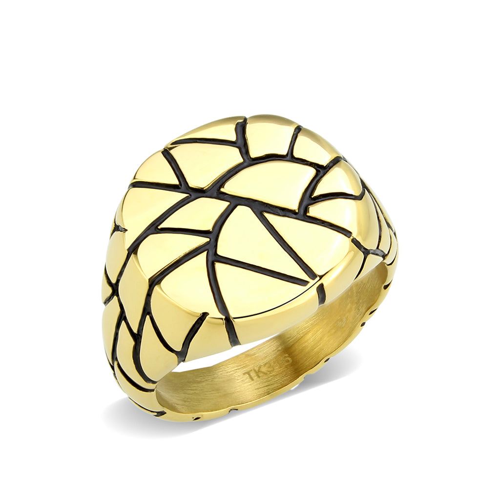 TK3903 - IP Gold(Ion Plating) Stainless Steel Ring with Epoxy in Jet-0