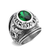 TK3906 - High polished (no plating) Stainless Steel Ring with Top Grade Crystal in Emerald-0