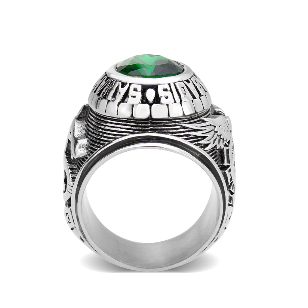 TK3906 - High polished (no plating) Stainless Steel Ring with Top Grade Crystal in Emerald-2