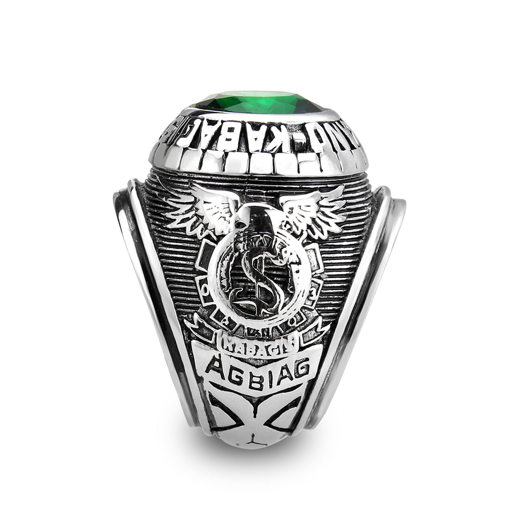 TK3906 - High polished (no plating) Stainless Steel Ring with Top Grade Crystal in Emerald-4
