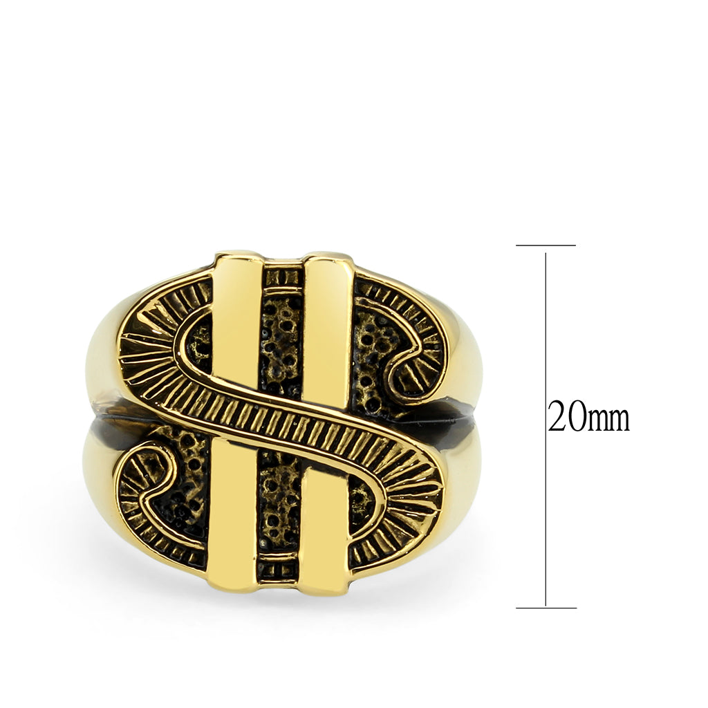 TK3907 - IP Gold(Ion Plating) Stainless Steel Ring with NoStone in Jet-1