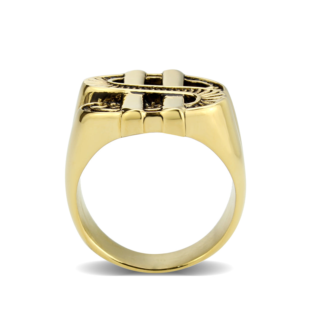 TK3907 - IP Gold(Ion Plating) Stainless Steel Ring with NoStone in Jet-2